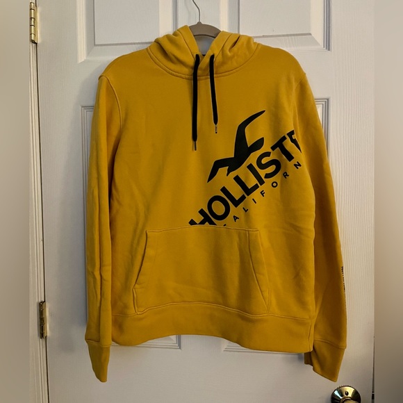 Hollister Pullover Hoodie Sweatshirt Dark Yellow Black Medium - Picture 4 of 12